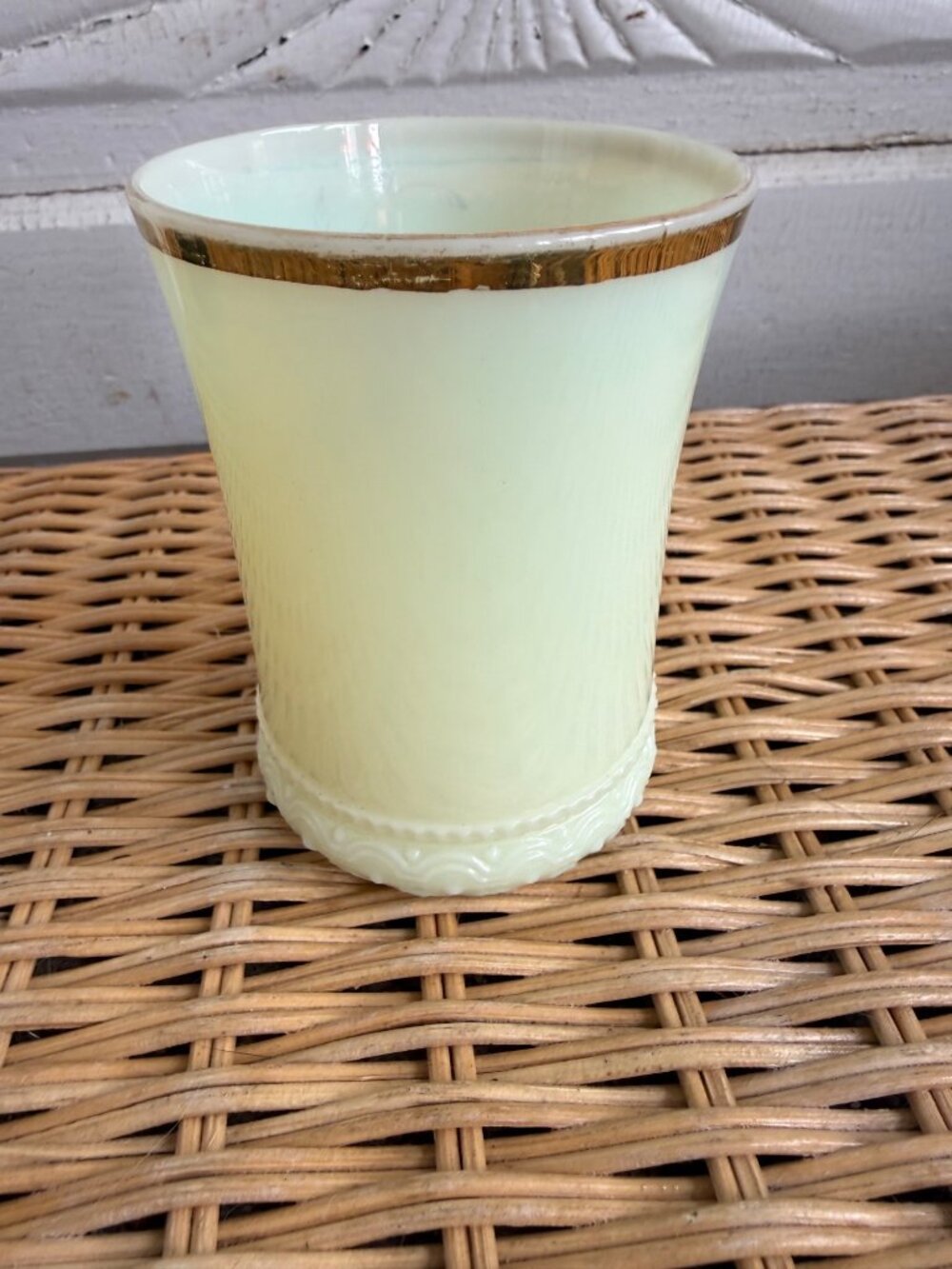 Antique Heisey Custard Glass Tumbler Uranium Advertising Brodhun & Son - Picture 10 of 14